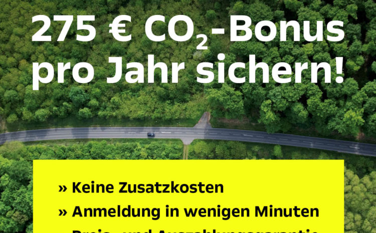  275,- € CO2-Bonus für e-Autos