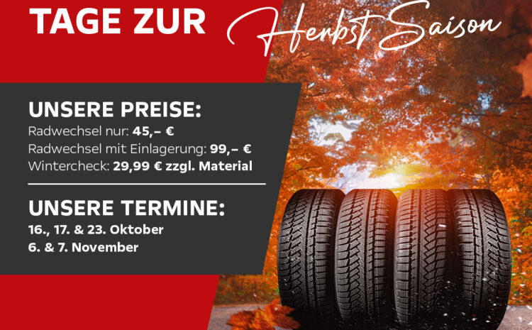 Unsere Räderwechseltage Herbst 2026